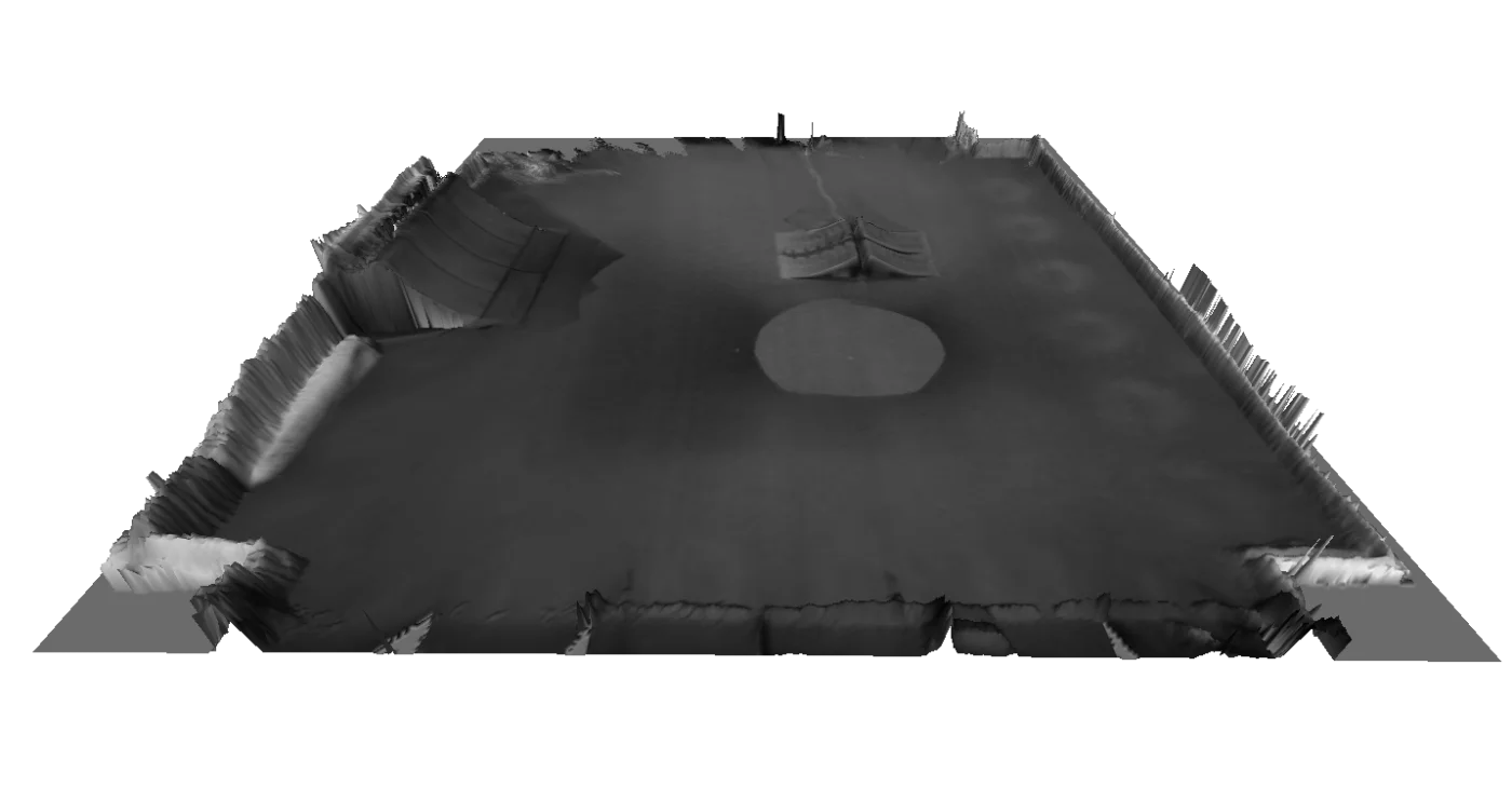 3D model of the laboratory with jumps and a quarter-pipe ramp